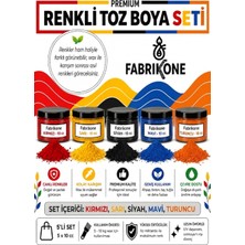 Fabrikone Toz Mum Boyası Seti 10 cc 5'li – Soya & Parafin Wax Için – Kırmızı, Sarı, Siyah, Mavi, Turuncu BKFAB5KSRSMT10G