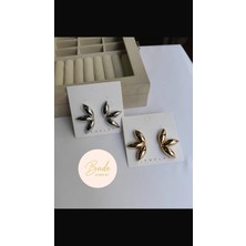 Vip Gold&silver Bombeli Lotus Model Kararmaz Çelik Küpe