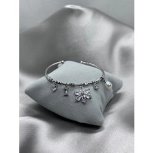 Vip Silver Taşlı&incili Sallantılı Kelepçe Model Bileklik