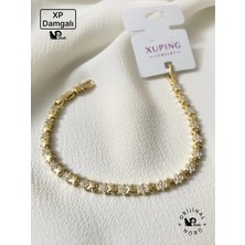 Pokak Xuping 14K Altın Kaplama Mini Yıldız Zirkon Vip Bileklik - 17CM+2CM Uzatma Eki