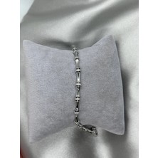 Vip Silver Kemik Tasarım Taşlı Bileklik