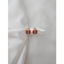 Çocuk Kararmaz Xuping Marka 14K Gold Renginde Uğur Böceği Figürlü 1 cm Boyunda Halka Küpe