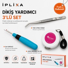 İplixa Iplixa 3’lü Dikiş Seti (Kırmızı / Mavi) – Twe-6 Cımbız + Iplik Sökücü Ilik Açıcı + 150 cm Askılı Mezura | Profesyonel Terzi Seti