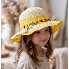 The Littles Kids Ayçiçeği Figürlü Merserize Hasır Fötr Çocuk Şapka - (3 - 7 Yaş)