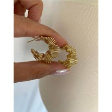 Fd Gold Modern Basic Kararmaz Halka Küpe