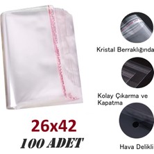 Jokey Ambalaj 26X37+5 ŞEFFAF-Berrak O.p.p. Toz Tutmayan Hava Delikli Yapışkan Bantlı Paketleme Poşeti (100 Adet)
