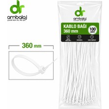 3.6X250 mm Kablo Bağı Ambalaj Bağı Plastik Kelepçe Cırt Kelepçe Elektrik Kablosu (Beyaz) ( 100 Adet )