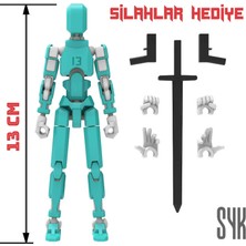 SYK Design Robot 13 Dummy Turkuaz Beyaz Tüm Eklemleri Hareketli Aksiyon Figürü Oyuncak