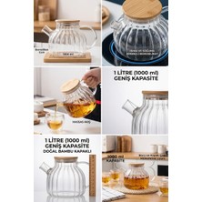 1000 ml Isıya Dayanıklı Borosilikat Cam Demlik - Cam Süzgeçli ve Filtreli Şık Tasarım