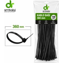 3.6X250 mm Kablo Bağı Ambalaj Bağı Plastik Kelepçe Cırt Kelepçe Elektrik Kablosu (Siyah) ( 100 Adet )