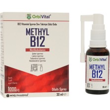 Orbi Vital Methyl B12 Sprey 2 Puf 1000 mcg | Metilkobalamin İçeren Dilaltı Sprey | 200 Puf | 30 ml