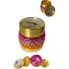 63MM Zarlı Kapak Pembe Altın Premium 4  Katmanlı  Grinder Manuel Kahve Baharat Öğütücü Parçalayıcı