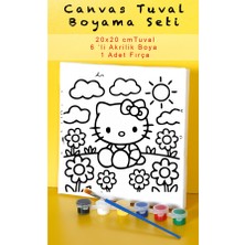 Lenisa Home Canvas Tuval Boyama Seti 20X20 cm | Çocuklar Için Akrilik Boya Seti, Hazır Çizimli Kanvas, 6 Renk Boya + Fırça | Eğitici Hobi & Aktivite Seti