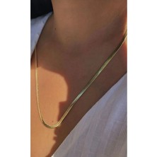 14K Gold Renk Ezme Italyan Kadın Zincir Kolye 3mm