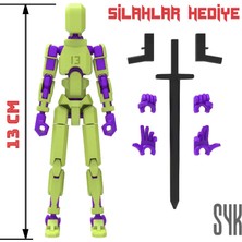 SYK Design Robot 13 Dummy Fıstık Yeşil Mor Tüm Eklemleri Hareketli Aksiyon Figürü Oyuncak