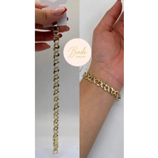 Xuping Gold Örgü Model Taşlı Zincir Kararmaz Çelik Bileklik 17+2