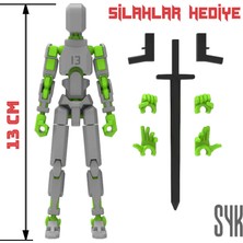 SYK Design Robot 13 Dummy Gri Yeşil Tüm Eklemleri Hareketli Aksiyon Figürü Oyuncak