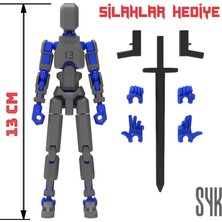 SYK Design Robot 13 Dummy Koyu Gri Mavi Tüm Eklemleri Hareketli Aksiyon Figürü Oyuncak
