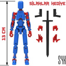 SYK Design 13 cm Robot Dummy Mavi Kırmızı Tüm Eklemleri Hareketli Aksiyon Figürü Hediyelik