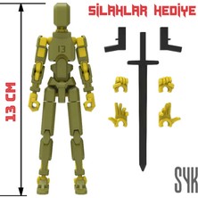 SYK Design Robot 13 Dummy Haki Yeşil Sarı Tüm Eklemleri Hareketli Aksiyon Figürü Oyuncak