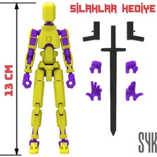 SYK Design Robot 13 Dummy Sarı Mor Tüm Eklemleri Hareketli Aksiyon Figürü Oyuncak