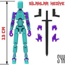 SYK Design Robot 13 Dummy Turkuaz Mor Tüm Eklemleri Hareketli Aksiyon Figürü Oyuncak