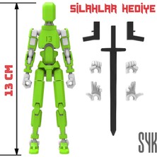 SYK Design Robot 13 Dummy Yeşil Beyaz Tüm Eklemleri Hareketli Aksiyon Figürü Oyuncak