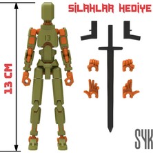 SYK Design Robot 13 Dummy Haki Yeşil Turuncu Tüm Eklemleri Hareketli Aksiyon Figürü Oyuncak