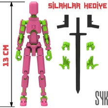 SYK Design Robot 13 Dummy Pembe Yeşil Tüm Eklemleri Hareketli Aksiyon Figürü Oyuncak