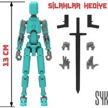 SYK Design Robot 13 Dummy Turkuaz Gri Tüm Eklemleri Hareketli Aksiyon Figürü Hediyelik Oyuncak