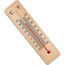 Byanes Büyük Ahşap Termometre 5-25 cm Oda Sıcaklığı ve Sıcaklık Ölçme Termometresi Civalı Duvar Askılı Ter