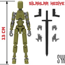 SYK Design Robot 13 Dummy Haki Yeşil Gri Tüm Eklemleri Hareketli Aksiyon Figürü Oyuncak