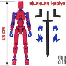 SYK Design 13 cm Robot Dummy Kırmızı Mavi Tüm Eklemleri Hareketli Aksiyon Figürü Hediyelik