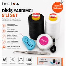 İplixa Iplixa 5’li Dikiş Seti – 5000M Siyah & Beyaz Dikiş Ipliği + Twe-6 Cımbız + Ilik Açıcı + 150 cm Mezura | Profesyonel Terzi Seti