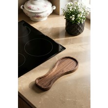 Frolde Doğal Ahşap Kaşık/kepçe Altlığı 23×9×2 cm – Tezgâh Üstü Spoon Rest, Koyu Ahşap
