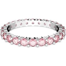 Swarovski Matrix Yüzük Round Cut Pembe Rodyum Kaplama 52