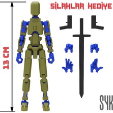 SYK Design Robot 13 Dummy Haki Yeşil Mavi Tüm Eklemleri Hareketli Aksiyon Figürü Oyuncak