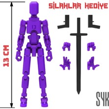 SYK Design Robot 13 Dummy Mor Mor Tüm Eklemleri Hareketli Aksiyon Figürü Oyuncak