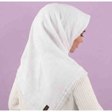 Özense Flamlı Pamuklu Terletmeyen 4 Mevsim Kullanılabilir 100X100 cm Beyaz Renkli Yazma Eşarp