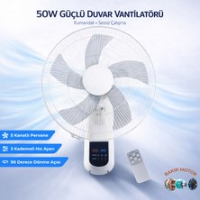 Homenter Kumandalı Duvar Vantilatörü 40 cm | 50W | 3 Kademeli Hız Ayarı | Zaman Ayarlı | Sessiz Çalışma