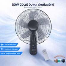 Homenter Kumandalı Duvar Vantilatörü 40 cm | 50W | 3 Kademeli Hız Ayarı | Zaman Ayarlı | Sessiz Çalışma