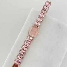 Vesce Atelier Taşlı Kordon Gold Pembe
