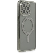Ulu Pazarlama Apple Iphone 15 Pro Kılıf Joke Simli Magneticsafe Kılıf - Gri