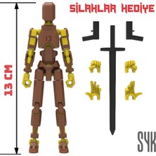 SYK Design Robot 13 Dummy Kahverengi Sarı Tüm Eklemleri Hareketli Aksiyon Figürü Hediyelik