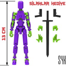 SYK Design Robot 13 Dummy Mor Yeşil Tüm Eklemleri Hareketli Aksiyon Figürü Oyuncak