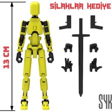 SYK Design 13 cm Robot 13 Dummy Sarı Siyah Aksiyon Figürü Tüm Eklemleri Hareketli Hediyelik