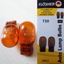 12V Tek Duy (93 Tipi) Sarı 21W Dipsiz  Orjinal Amber Cam (T20) Ampul (2 Ad )
