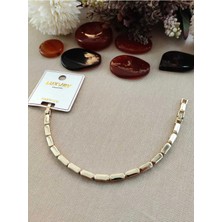 Bade Jewelry 14K Altın Renginde Premium Çelik Bileklik Modern ve Kombinlenebilir Taşsız Bileklik
