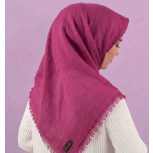 Özense Flamlı Pamuklu Terletmeyen 4 Mevsim Kullanılabilir 100X100 cm Koyu Pembe Renkli Eşarp