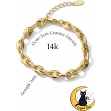 Pokak 14K Altın Kaplama Zirkon Taşlı Kuyumcu Işçiliği Vıp BILEKLIK-17CM+3CM